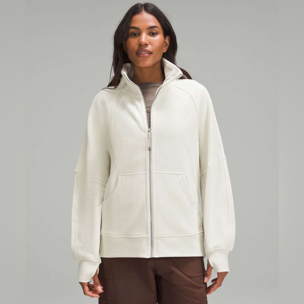 Lululemon Scuba Oversized Funnel-Neck Full Zip in Bone White Size M/L